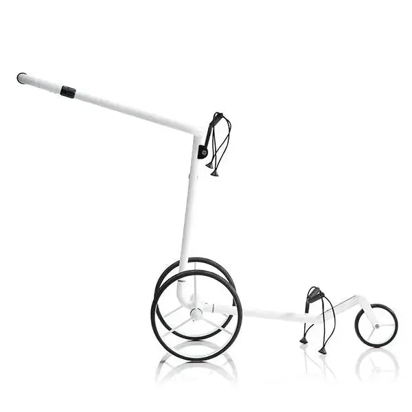 JUCAD CARBON TRAVEL BIANCO SV 3.0 Golftrolley in Weiß mit zwei Rädern.