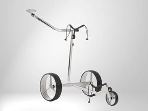 Moderner Golf Trolley aus Carbon mit drei Rädern, ideal für den Golfplatz