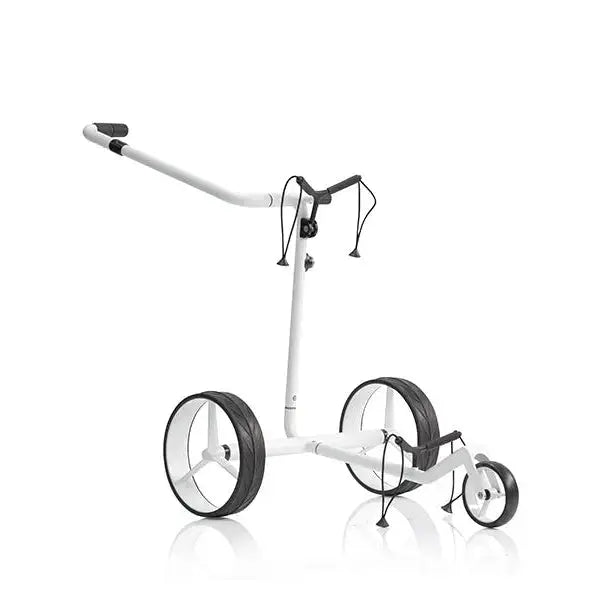 JUCAD CARBON TRAVEL BIANCO SV 3.0 Golf-Trolley in Weiß mit robusten Rädern.