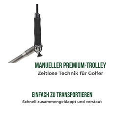 Schirmbefestigung für Golf Trolley aus Titan mit schwarzem Griff, Detailansicht