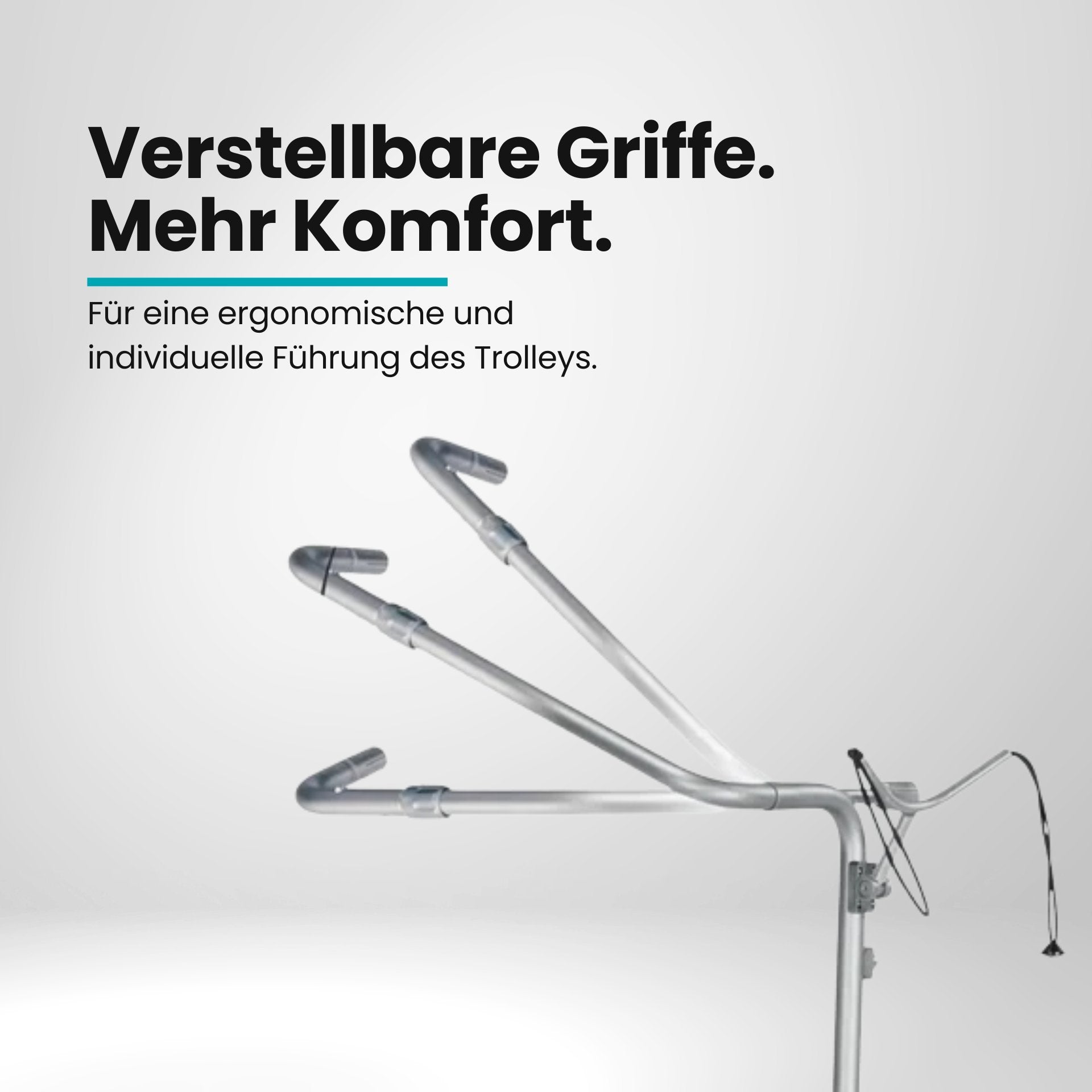 Verstellbare Griffstange für Golftrolley aus silbernem Metall, mehrere Positionen