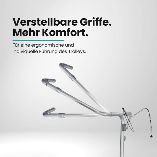 Verstellbare Griffstange für Golftrolley aus silbernem Metall, mehrere Positionen