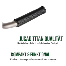 Golf Trolley Griff aus schwarzem Leder mit Ziernaht, Detailansicht
