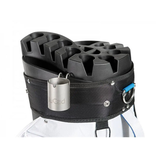 Golfbag mit JuCad Aschenbecher, Schlägerfächer und praktischem Zubehör, Detailansicht