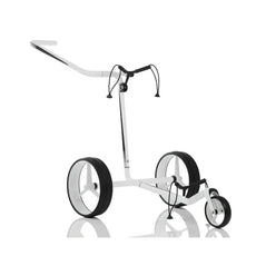 Weiß-schwarzer Golf Trolley mit drei Rädern, leichtes Carbon Design, Zubehörhalterung