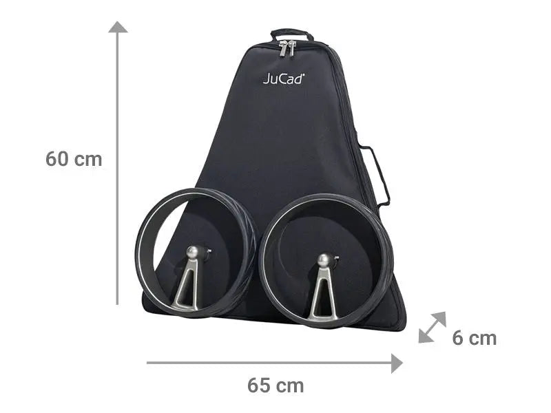 Schwarze JuCad Transporttasche für Golf Trolley mit zwei Rädern, Maße 65x60x6 cm