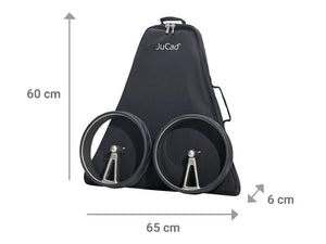 Schwarze JuCad Transporttasche für Golf Trolley mit zwei Rädern, Maße 65x60x6 cm