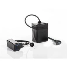 Akku und Ladegerät für Golf E-Trolley, schwarzes Gehäuse mit Kabel und Stecker