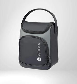 Schwarze Golf Kühltasche mit Reißverschluss und Tragegriff, ideal als Zubehör für Golftrolleys.