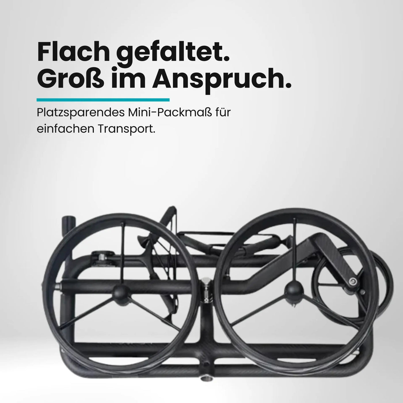 Gefalteter Golf Trolley aus Carbon, kompakt, leichte Bauweise, E-Trolley Zubehör