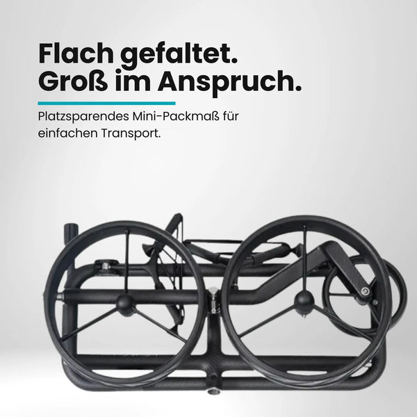 Gefalteter Golf Trolley aus Carbon, kompakt, leichte Bauweise, E-Trolley Zubehör