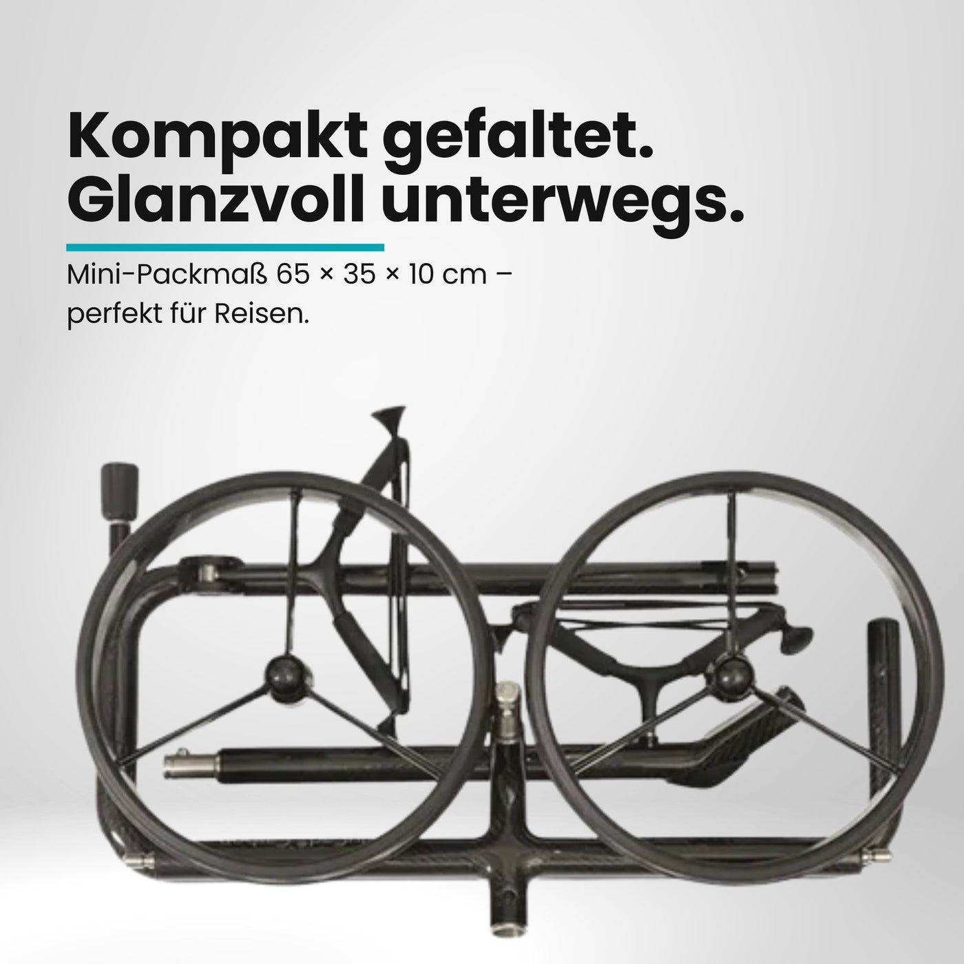Gefalteter Golf Trolley aus Carbon mit zwei Rädern, kompakt für einfachen Transport