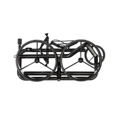 Kompakt zusammengeklappter Golf Trolley aus Carbon, leicht und platzsparend, auf weißem Hintergrund