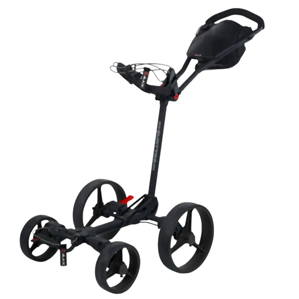 Big Max Blade Quattro – Seitenansicht vierrädriger Golftrolley auf weißem Hintergrund