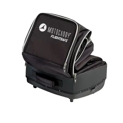 Motocaddy FLIGHTSAFE E-Trolley Transporttasche, schwarz, robust, zusammengefaltet