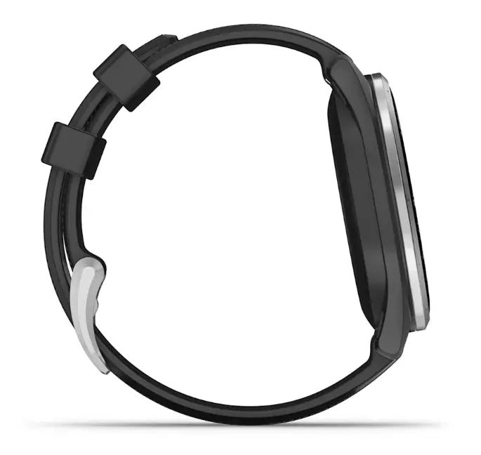 Golf GPS-Uhr mit schwarzem Armband, seitliche Ansicht, modernes Design