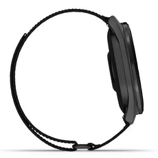 Schwarze Golf GPS-Uhr mit Silikonarmband, Seitenansicht, modernes Golfzubehör