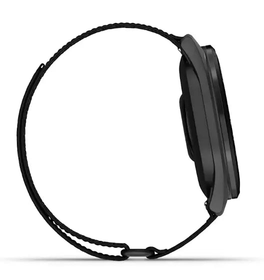 Schwarze Golf GPS-Uhr mit Silikonarmband, Seitenansicht, modernes Golfzubehör