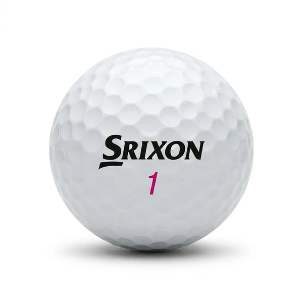 Srixon Soft Feel Lady – Nahaufnahme Golfball mit Srixon Lady Logo auf weißem Hintergrund
