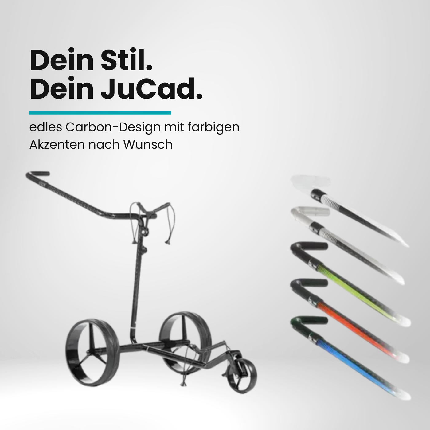 JUCAD CARBON E-Trolley – Elektrischer Golf Trolley aus Carbon, verschiedene Farbvarianten