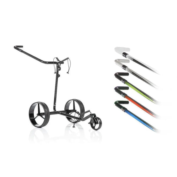 Golf Trolley aus Carbon mit farbigen Griffen, verschiedene Varianten, Zubehör Golfshop