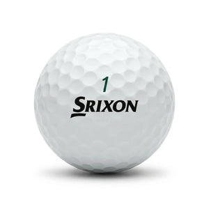 Srixon Soft Feel – Nahaufnahme weißer Srixon Golfball mit dimpled Oberfläche und Logo