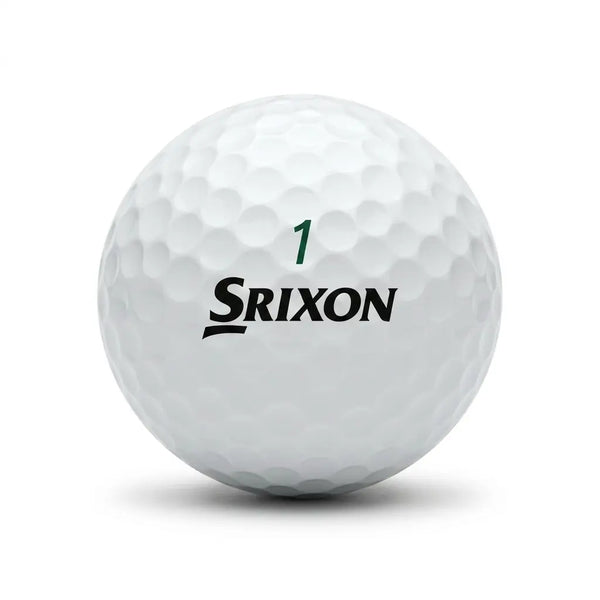 Srixon Soft Feel – Nahaufnahme weißer Srixon Golfball mit dimpled Oberfläche und Logo