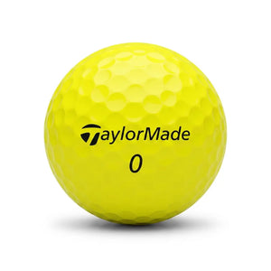 TaylorMade Yellow Mix – Nahaufnahme gelber TaylorMade Golfball mit dimpled Oberfläche und Logo