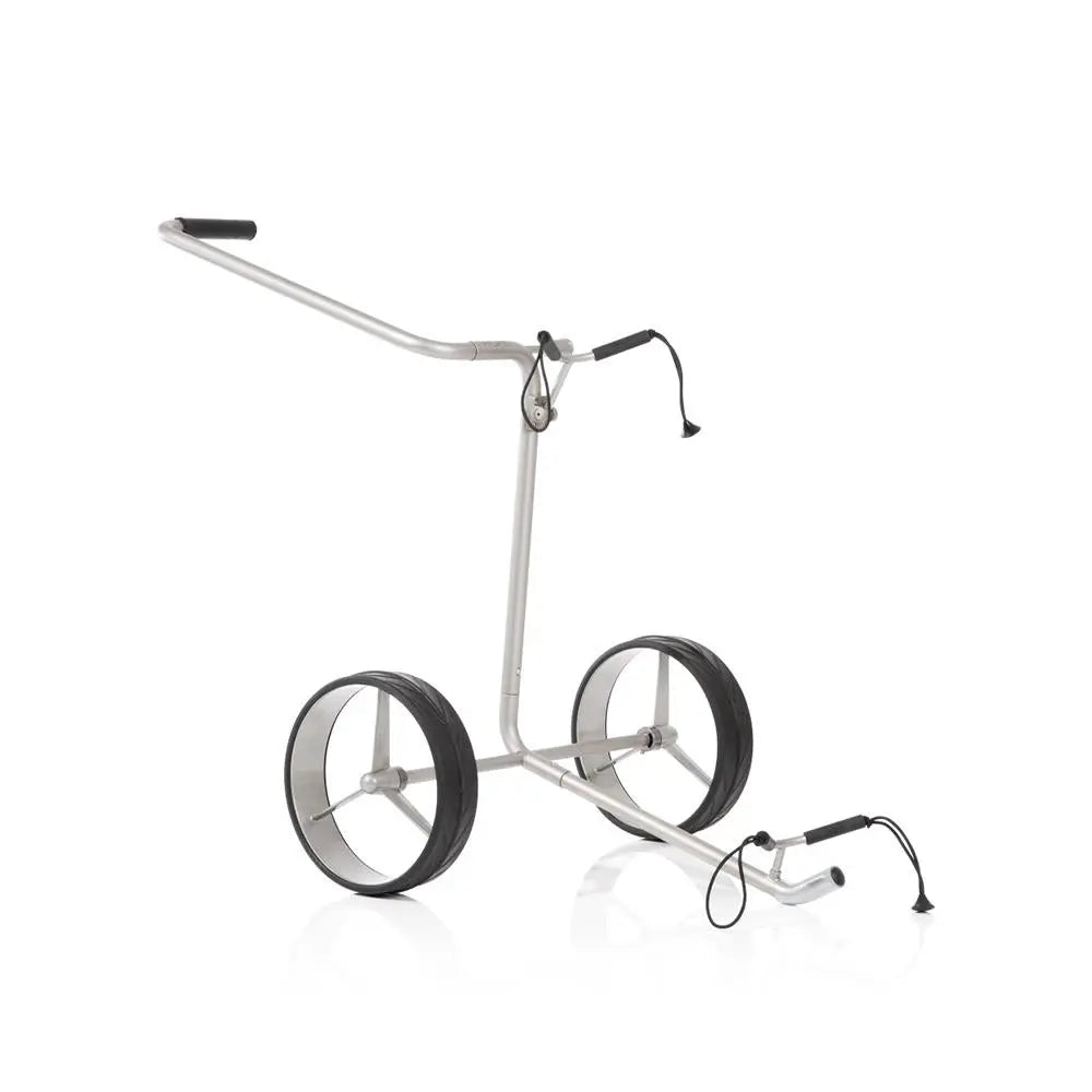Klappbarer Golf Trolley aus Aluminium mit zwei großen Rädern, ideal für Golfzubehör Transport