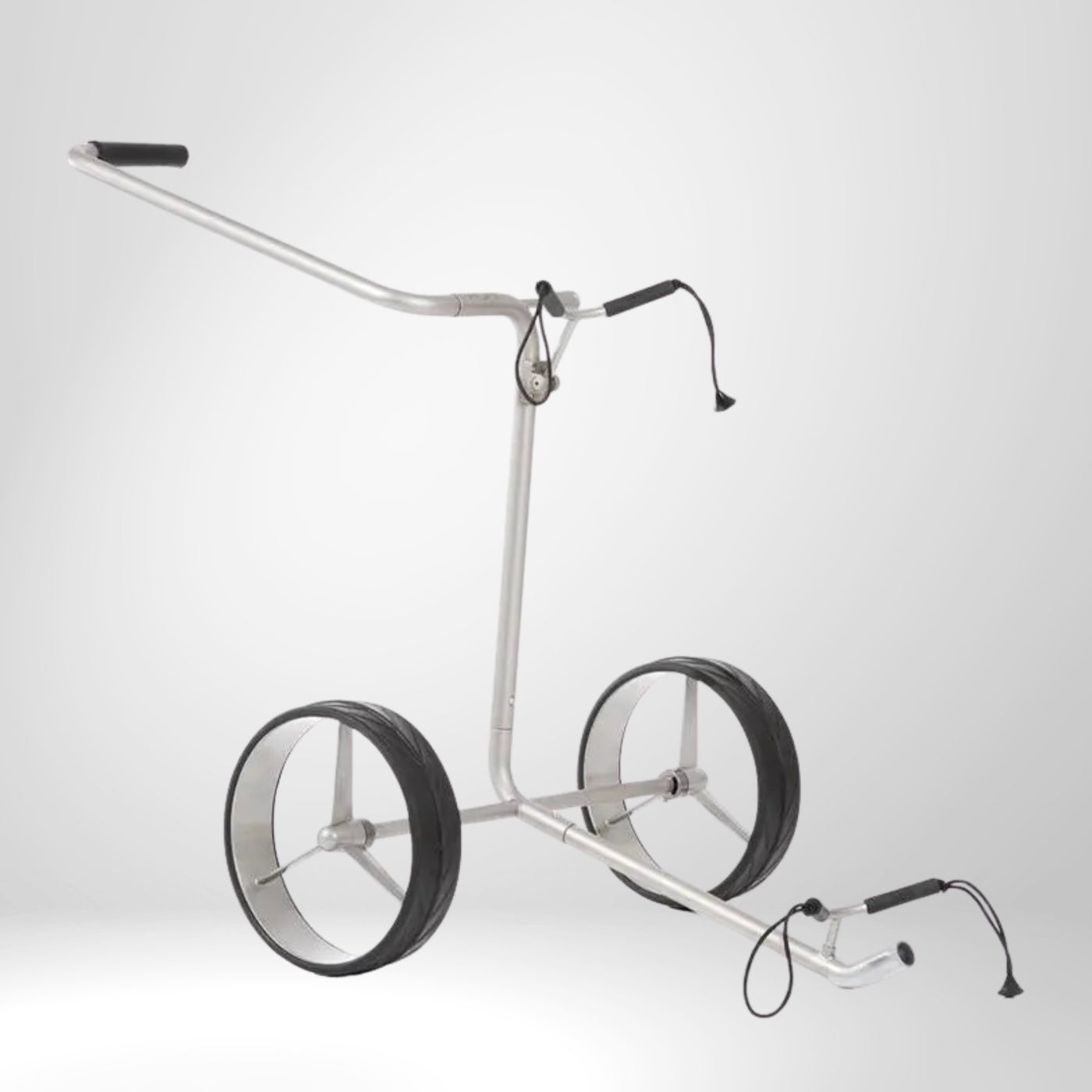 Klappbarer Golf Trolley aus Aluminium mit zwei großen Rädern, ideal für Golfzubehör Transport