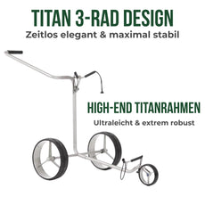 Moderner Golf Trolley aus Metall mit drei Rädern und Griff, geeignet für Golfzubehör