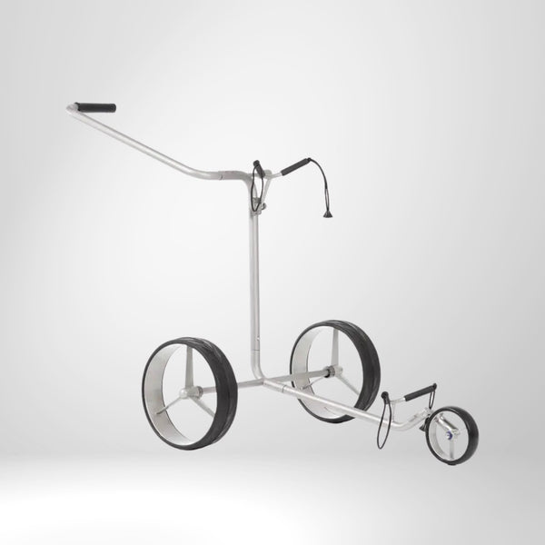 JUCAD TITAN 3rädrig – Klappbarer Titan-Golftrolley mit drei großen Rädern, Gesamtansicht freigestellt