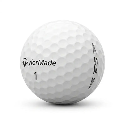 TaylorMade TP5 Tour Lakeballs – 25 gebrauchte weiße Golfbälle freigestellt auf weißem Hintergrund