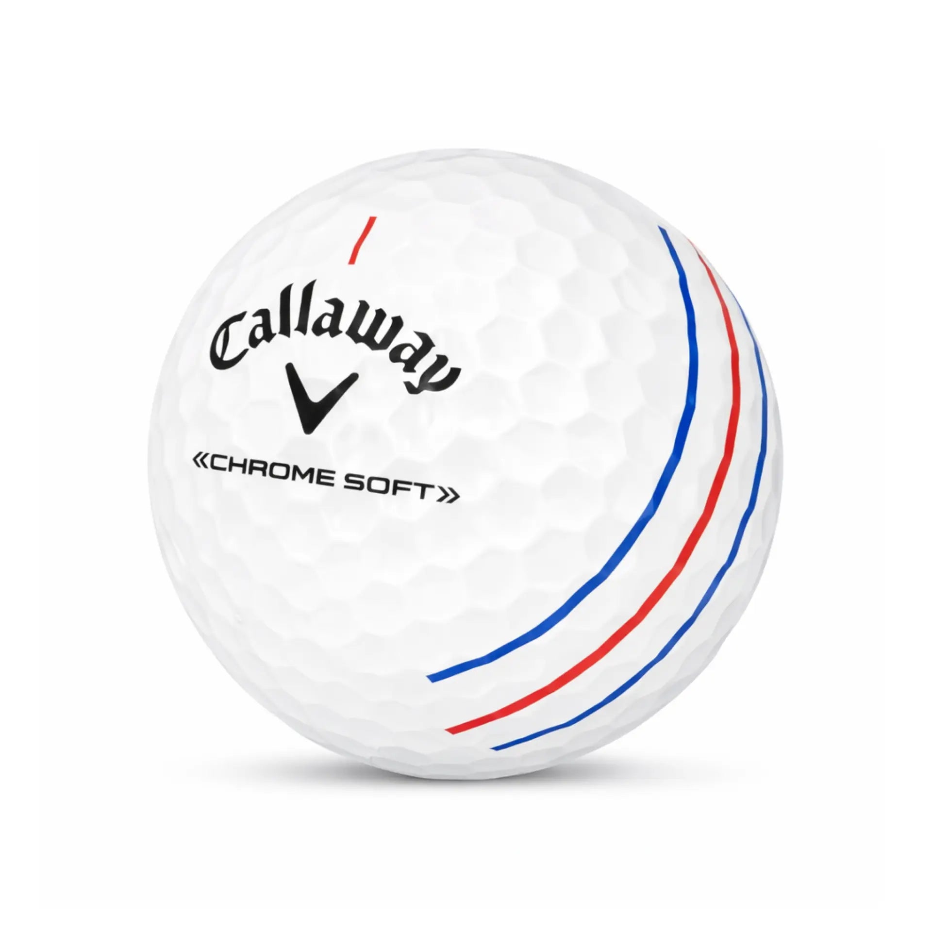Callaway Chrome Soft Triple Track Lakeballs – 25 gebrauchte weiße Golfbälle mit Triple Track Linien, freigestellt
