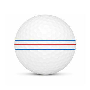 Callaway Chrome Soft Triple Track Lakeball – Gebrauchter Golfball mit Triple Track Linien und Logo, Seitenansicht