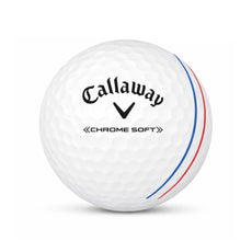 Callaway Chrome Soft Triple Track – Nahaufnahme Golfball mit Triple Track Markierung und Logo