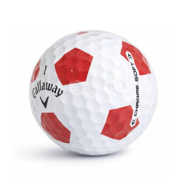 Callaway Chrome Soft Truvis Red Lakeballs | AAAA – 25 gebrauchte Golfbälle mit roten Truvis Motiven