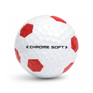 Callaway Chrome Soft Truvis Red Lakeball – Gebrauchter Golfball mit roten Truvis Symbolen und Logo