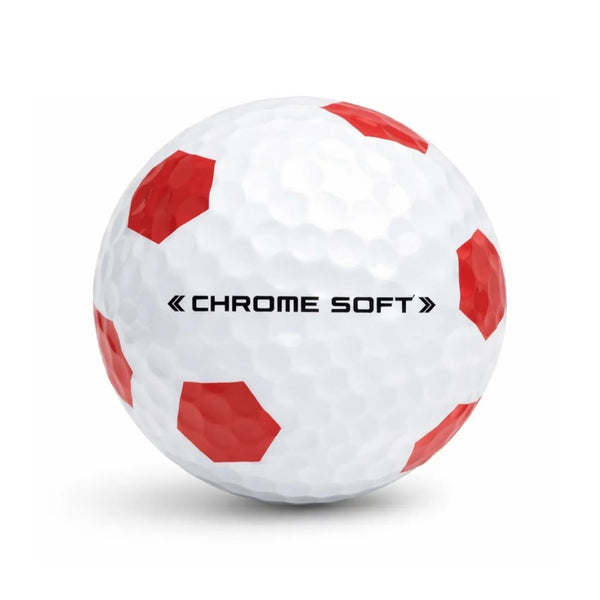 Callaway Chrome Soft Truvis Red Lakeball – Gebrauchter Golfball mit roten Truvis Symbolen und Logo