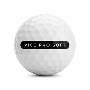 Vice Mix Lakeball – Gebrauchter weißer Vice Golfball mit Logo und Nummer, Seitenansicht